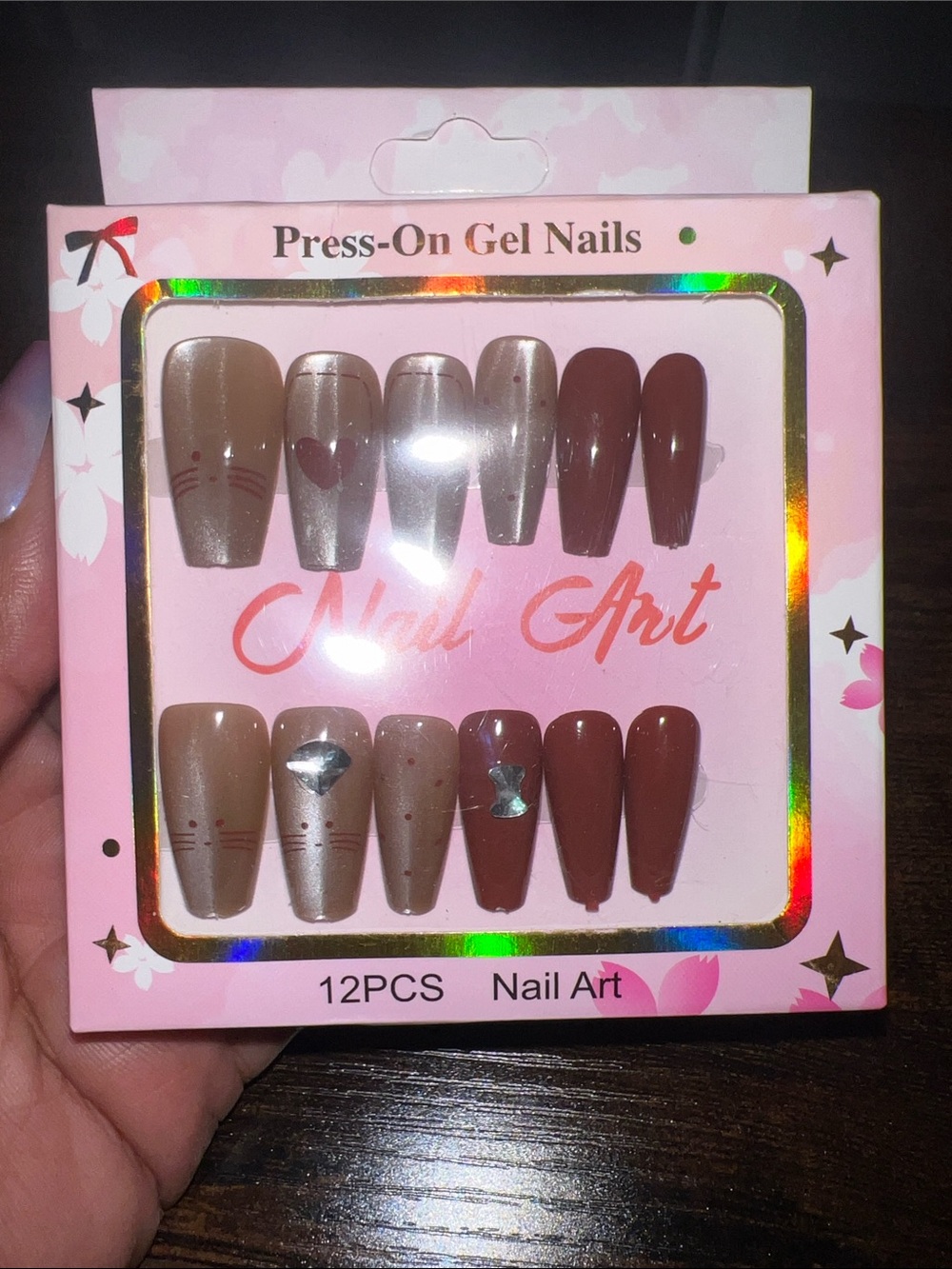 Press-On Gel Nails - Neutral Brown Mix - Nail Art (12PCS)